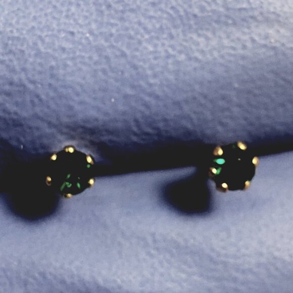 Swarovski Crystal Element - Gold Overlay Green Stone "Tiny" Stud Earrings - Picture 6 of 13